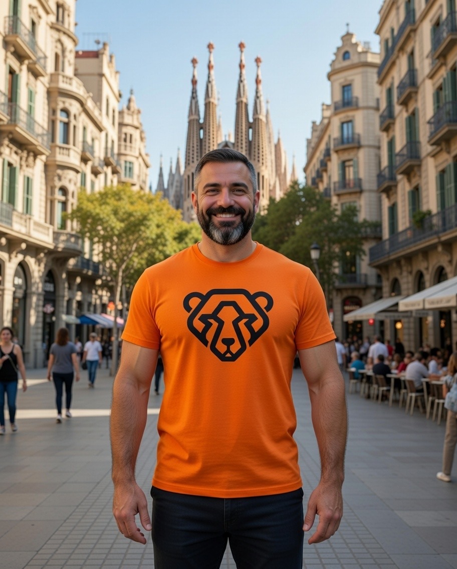 Camiseta naranja Bear in BCN Barcelona